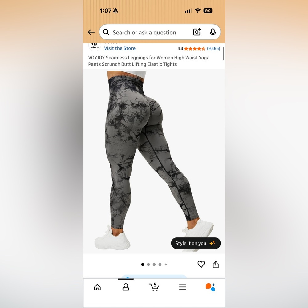 Black and Gray Tie-Dye Leggings